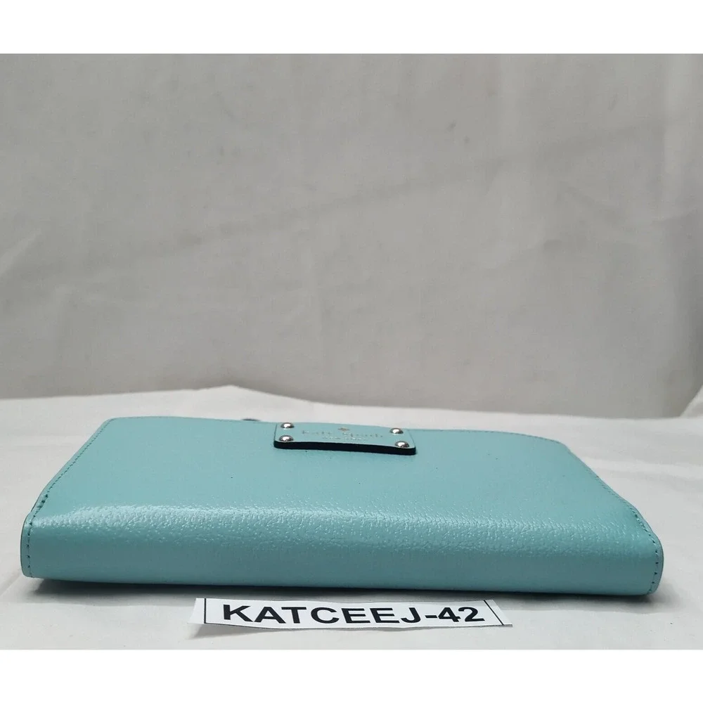 Kate Spade New York Blue Leather Credit Card Zipper Closure Wristlet - Wallet